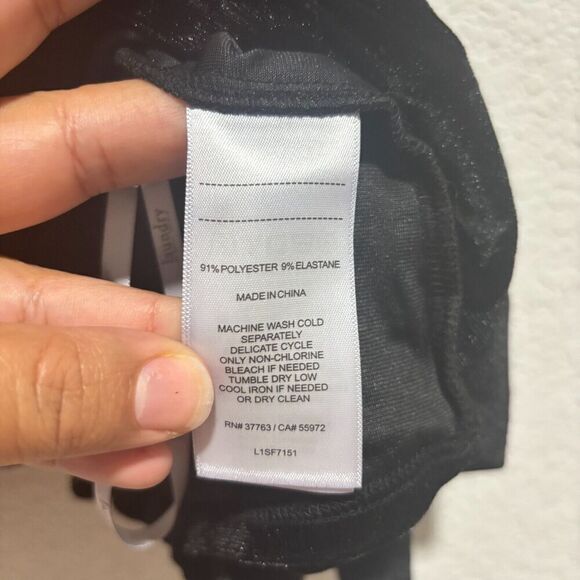 NWT Laundry Shelli Segal Cropped Tent Blouse Top Black Larg Cold Shoulder Velvet - Picture 7 of 10